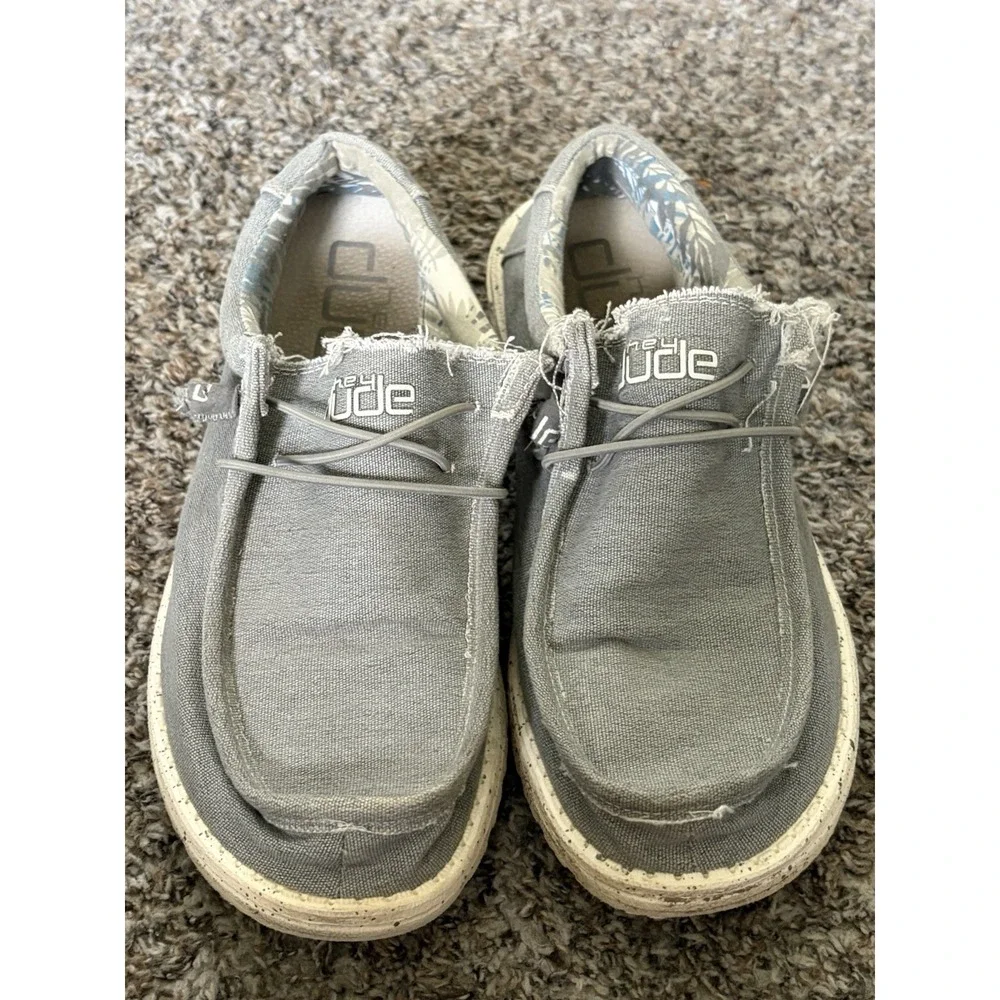 Hey Dude Wally Stretch Size 10 Mens Shoes Iron Gray Slip Ons